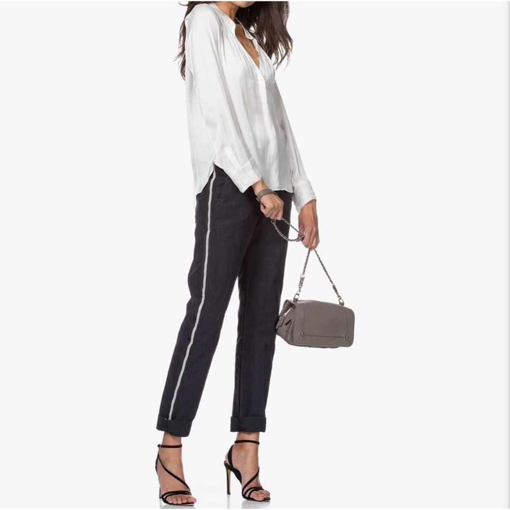 Zadig & Voltaire Pomelo Pant Size 36 Navy Silver Glitter Side Ankle‎ Trouser - Picture 4 of 9